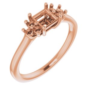 10K Rose Gold 4.5x4.5 mm Square Ring Mounting