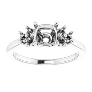 14K White Gold 6x6 mm Cushion Ring Mounting