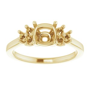 18K Yellow Gold 6x6 mm Cushion Ring Mounting