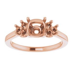 18K Rose Gold 6x6 mm Cushion Ring Mounting