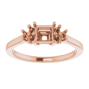 14K Rose Gold 4.5x4.5 mm Square Ring Mounting
