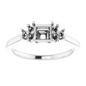 14K X1 White Gold 4.5x4.5 mm Square Ring Mounting