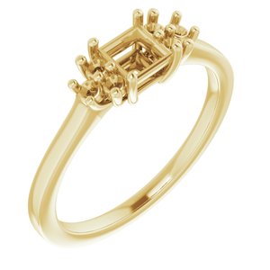 10K Yellow Gold 4x4 mm Square Ring Mounting