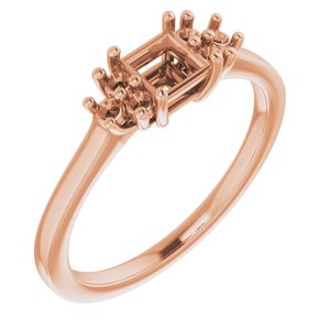 10K Rose Gold 4x4 mm Square Ring Mounting