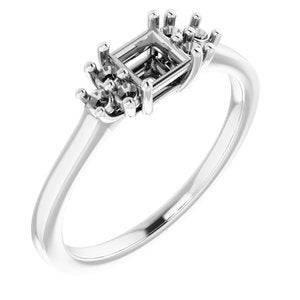 Continuum Sterling Silver 4x4 mm Square Ring Mounting
