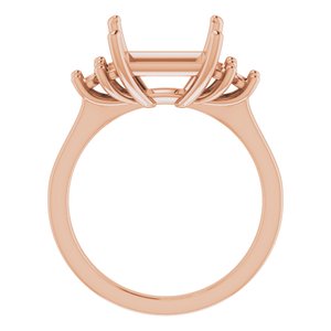 18K Rose Gold 9x9 mm Square Ring Mounting