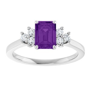 10K White Gold Natural Amethyst and 1/6 CTW Lab-Grown Diamond Ring