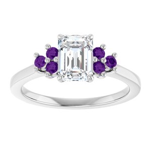 Sterling Silver Natural Amethyst and 1/6 CTW Lab-Grown Diamond Ring