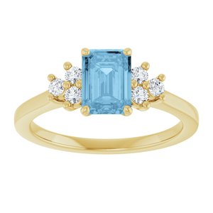 10K Yellow Gold Natural Sky Blue Topaz  and 1/6 CTW Lab-Grown Diamond Ring