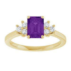 10K Yellow Gold Natural Amethyst and 1/6 CTW Lab-Grown Diamond Ring