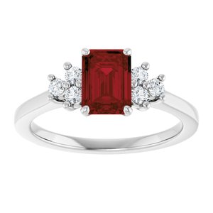 10K White Gold Natural Mozambique Garnet and 1/6 CTW Lab-Grown Diamond Ring