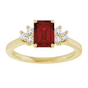 10K Yellow Gold Natural Mozambique Garnet and 1/6 CTW Lab-Grown Diamond Ring