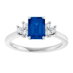 Platinum Lab-Grown Blue Sapphire and 1/6 CTW Lab-Grown Diamond Ring