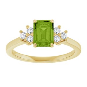 10K Yellow Gold Natural Peridot  and 1/6 CTW Lab-Grown Diamond Ring
