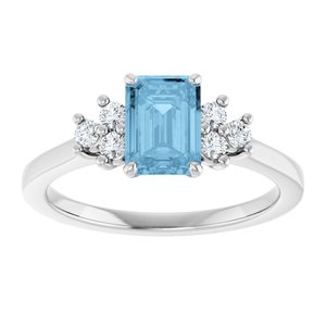 Sterling Silver Natural Sky Blue Topaz  and 1/6 CTW Lab-Grown Diamond Ring