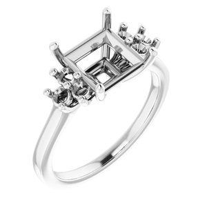 14K X1 White Gold 7.5x7.5 mm Square Ring Mounting