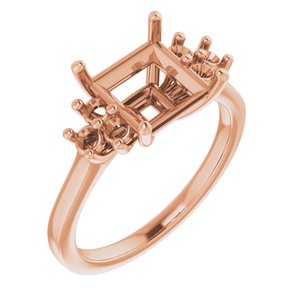 10K Rose Gold 7.5x7.5 mm Square Ring Mounting