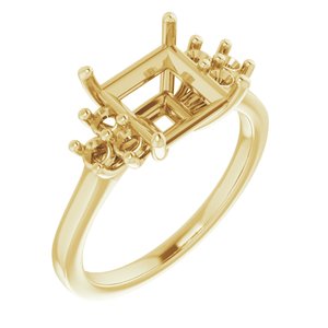 10K Yellow Gold 7.5x7.5 mm Square Ring Mounting