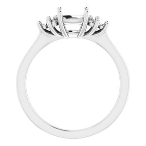 14K X1 White Gold 6x6 mm Cushion Ring Mounting