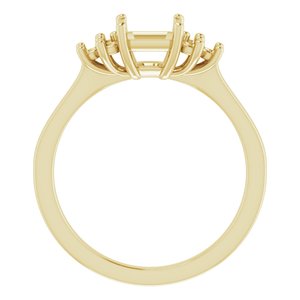 18K Yellow Gold 6x6 mm Asscher Ring Mounting