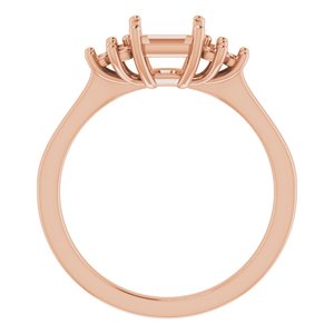 14K Rose Gold 6x6 mm Asscher Ring Mounting