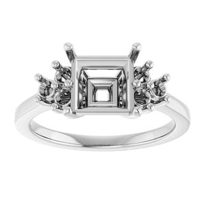 14K X1 White Gold 7x7 mm Square Ring Mounting