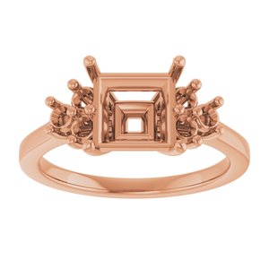 10K Rose Gold 7x7 mm Square Ring Mounting