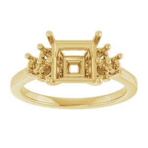 14K Yellow Gold 7x7 mm Square Ring Mounting