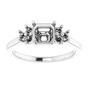 Continuum Sterling Silver 6x6 mm Asscher Ring Mounting