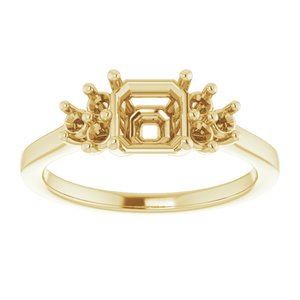 10K Yellow Gold 6x6 mm Asscher Ring Mounting