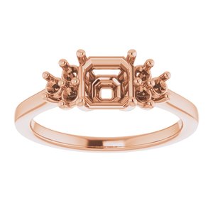 18K Rose Gold 6x6 mm Asscher Ring Mounting