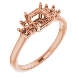 18K Rose Gold 6x6 mm Asscher Ring Mounting
