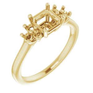 10K Yellow Gold 6x6 mm Asscher Ring Mounting