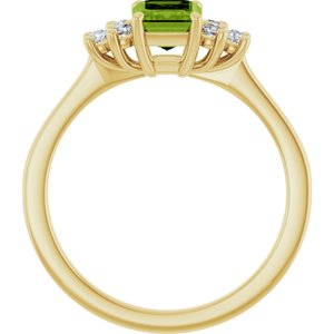 10K Yellow Gold Natural Peridot  and 1/6 CTW Lab-Grown Diamond Ring