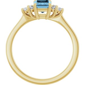 10K Yellow Gold Natural Sky Blue Topaz  and 1/6 CTW Lab-Grown Diamond Ring
