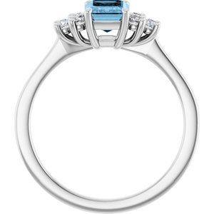 Platinum Natural Sky Blue Topaz  and 1/6 CTW Lab-Grown Diamond Ring