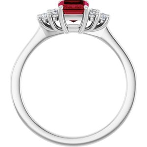 Platinum Lab-Grown Ruby  and 1/6 CTW Lab-Grown Diamond Ring
