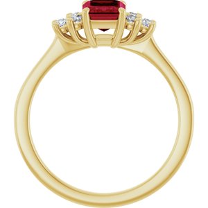 10K Yellow Gold Lab-Grown Ruby  and 1/6 CTW Lab-Grown Diamond Ring