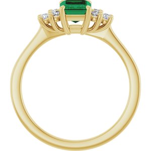 10K Yellow Gold Lab-Grown Emerald and 1/6 CTW Lab-Grown Diamond Ring