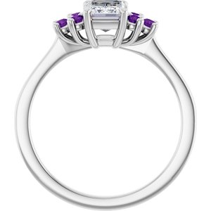 Sterling Silver Natural Amethyst and 1/6 CTW Lab-Grown Diamond Ring