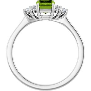Sterling Silver Natural Peridot  and 1/6 CTW Lab-Grown Diamond Ring