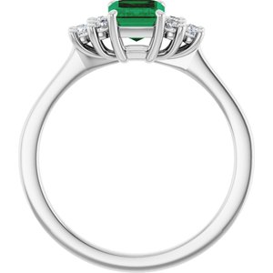 Platinum Lab-Grown Emerald and 1/6 CTW Lab-Grown Diamond Ring