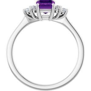 Platinum Natural Amethyst and 1/6 CTW Lab-Grown Diamond Ring