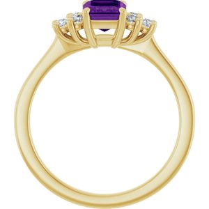 10K Yellow Gold Natural Amethyst and 1/6 CTW Lab-Grown Diamond Ring