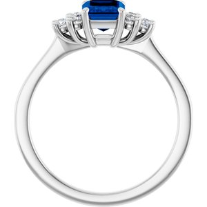 Sterling Silver Lab-Grown Blue Sapphire and 1/6 CTW Lab-Grown Diamond Ring