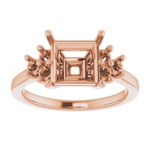 10K Rose Gold 7.5x7.5 mm Square Ring Mounting