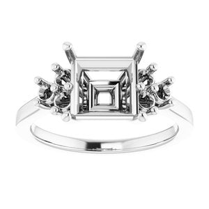 14K White Gold 7.5x7.5 mm Square Ring Mounting