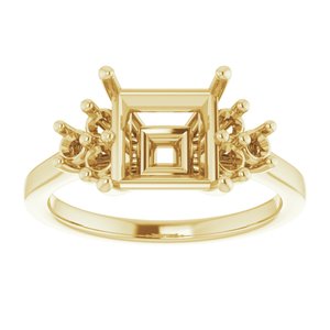 18K Yellow Gold 7.5x7.5 mm Square Ring Mounting