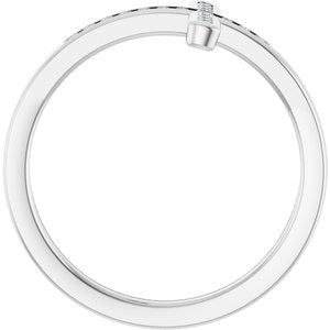 14K White Gold 1/10 CTW Lab-Grown Diamond Sideways Cross Ring