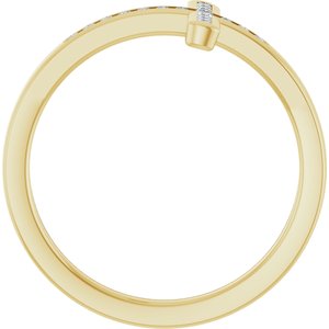 14K Yellow Gold .08 CTW Natural Diamond Sideways Cross Ring